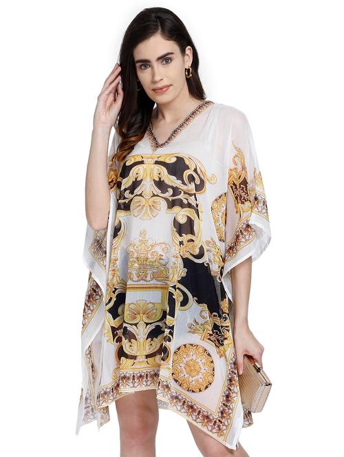 v-neck printed kaftan dress - 17837764 - Very Small Image - 1