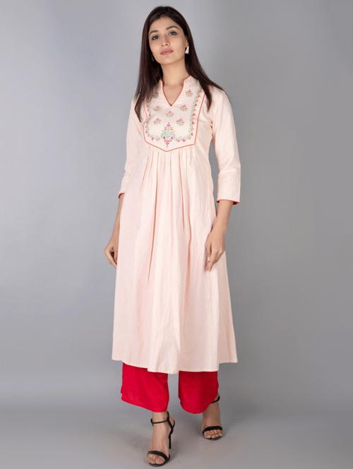 embroidered a-line kurta - 17838035 - Very Small Image - 1