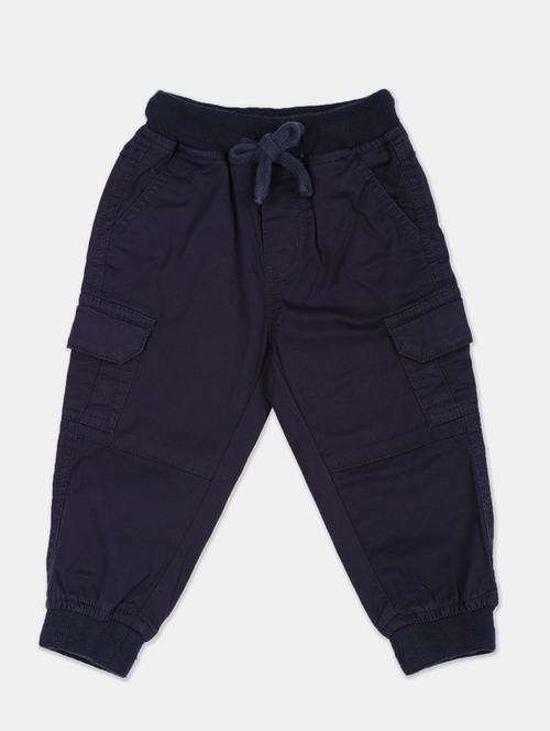 navy blue solid chinos trouser - 17840333 - Very Small Image - 1