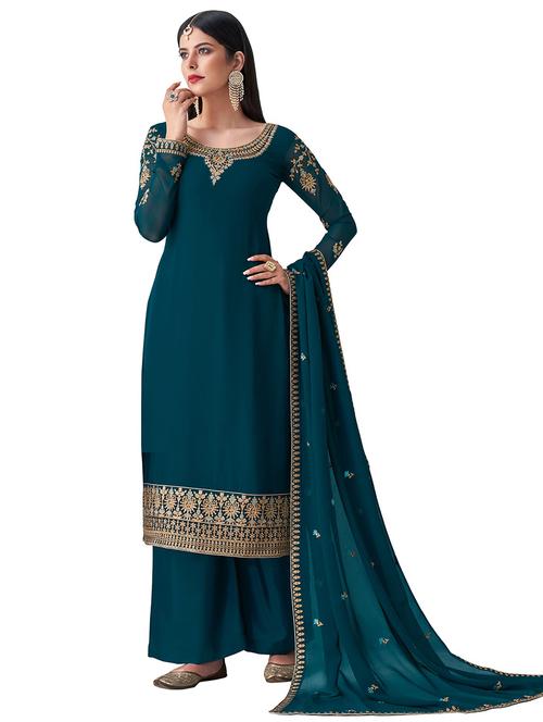 embroidered semi-stitched suit - 17840869 - Very Small Image - 1