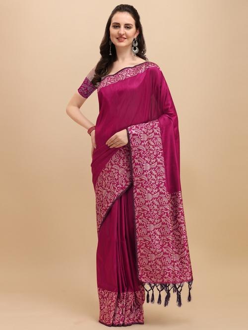 solid bhagalpuri saree with blouse - 17842817 - Very Small Image - 1
