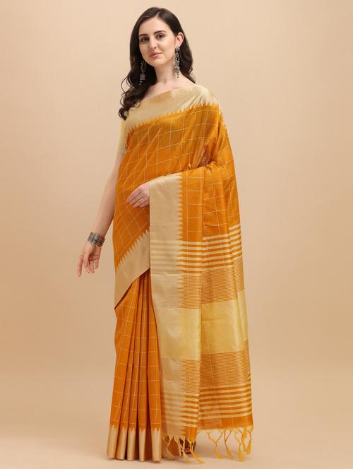 mustard raw silk bhagalpuri saree with blouse - 17842833 - Very Small Image - 1