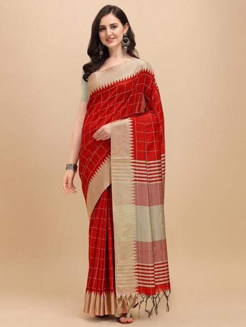 checkered bhagalpuri saree with blouse - 17842835 - Very Small Image - 1