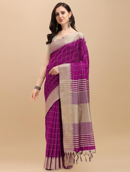 checkered bhagalpuri saree with blouse - 17842836 - Very Small Image - 1