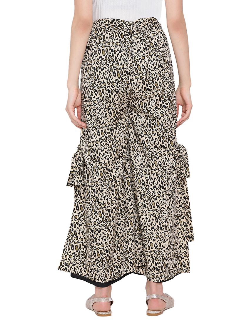 printed flat front wide leg trouser - 17843594 - Standard Image - 2