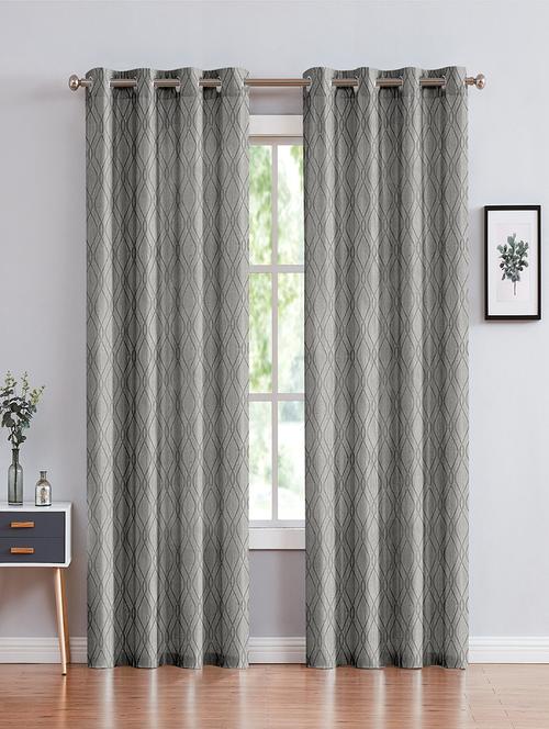 cortina emboos new polyester long door curtain 9ft-pack of 2 -grey - 17844667 - Very Small Image - 1