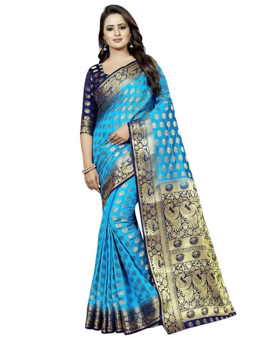 self design kanjivaram saree with blouse - 17844799 - Very Small Image - 1
