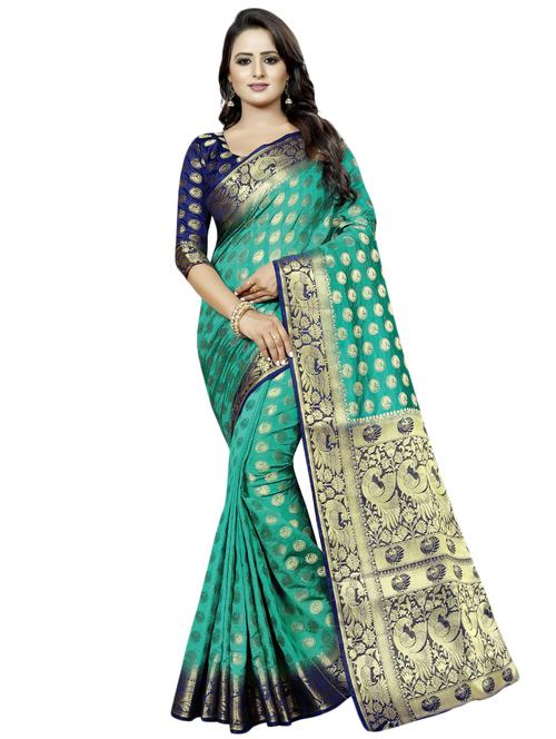 self design kanjivaram saree with blouse - 17844801 - Very Small Image - 1