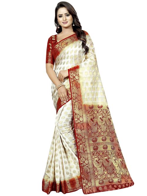 Self Design Kanjivaram Saree With Blouse - 17844803 - Very Small Image - 1