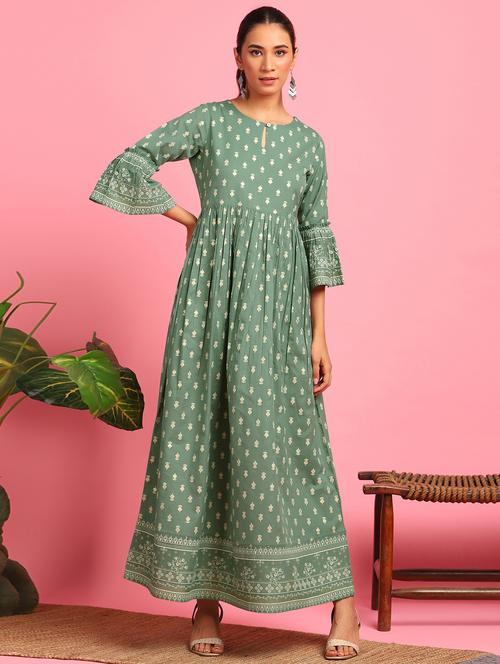 women's fit & flare printed dress - 17845933 - Very Small Image - 1