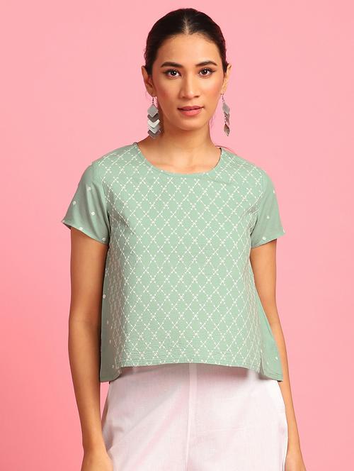 round neck printed top  - 17846657 - Very Small Image - 1