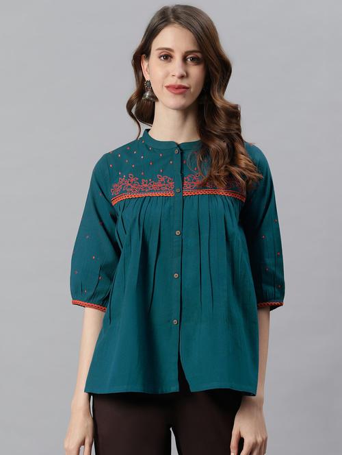 women's a line mandarin neck top - 17846662 - Very Small Image - 1