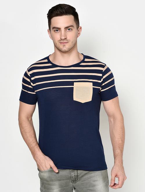 navy blue striped pocket t-shirt - 17847318 - Very Small Image - 1