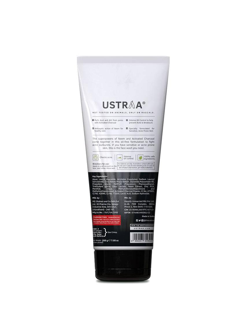 ustraa black deodorant - 150ml, de-tan face scrub - 100g & face wash neem and charcoal - 200g - 17847511 - Zoom Image - 3
