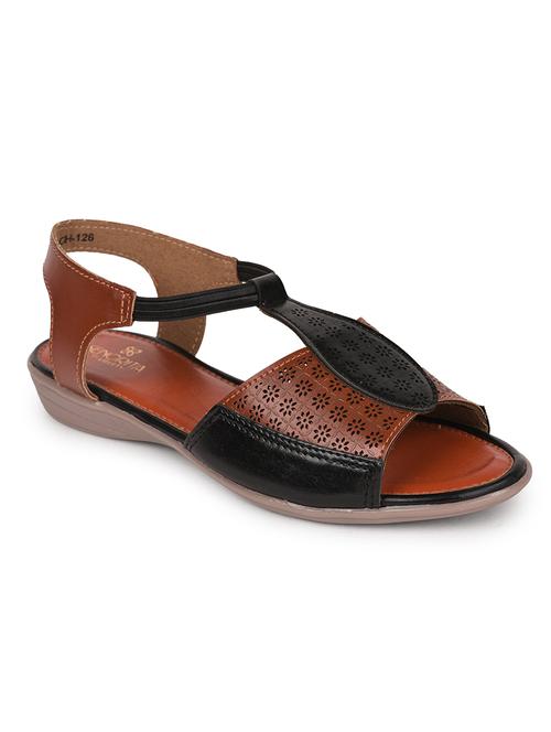 tan pu slip on sandals - 17848886 - Very Small Image - 1
