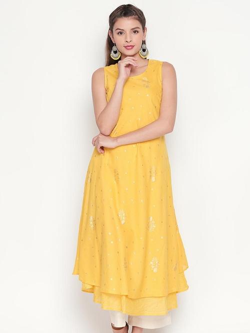 yellow cotton kurti - 17850405 - Very Small Image - 1