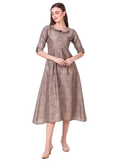 round neck printed a-line  dress - 17850482 - Very Small Image - 1