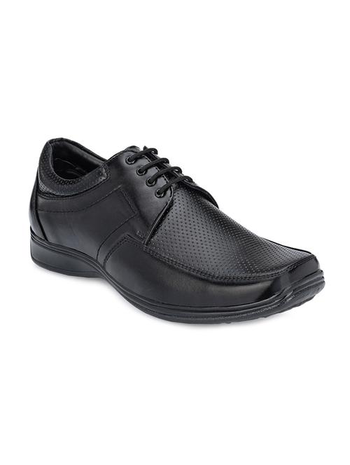 black faux leather laceup derbies - 17850731 - Very Small Image - 1
