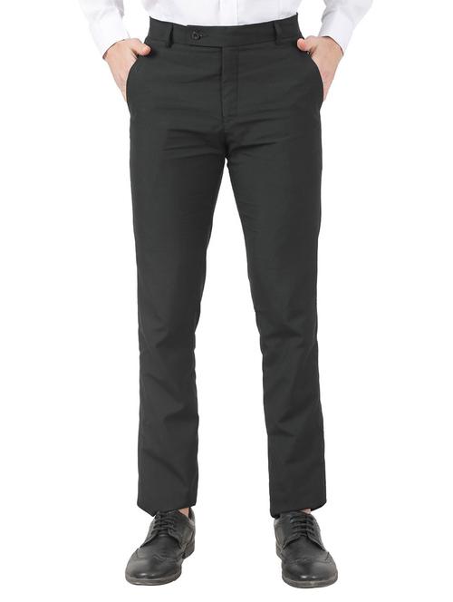 black solid flat front formal trouser - 17850743 - Very Small Image - 1