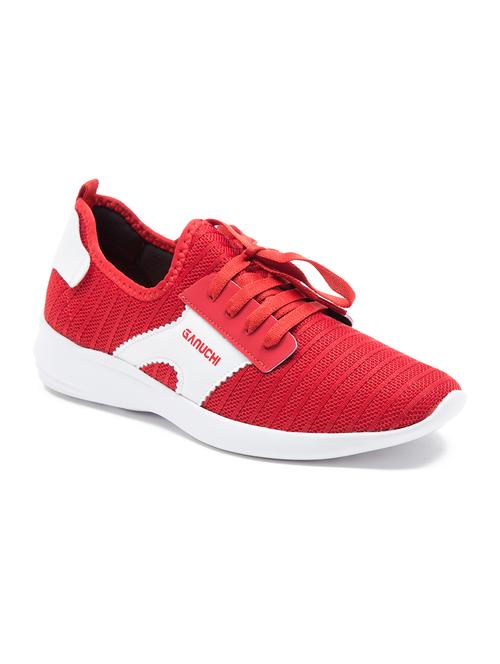 red mesh laceup sports shoes - 17851747 - Very Small Image - 1