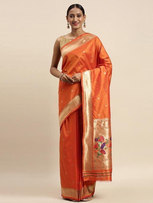 yellow silk blend saree with blouse - 17852871 - Very Small Image - 1