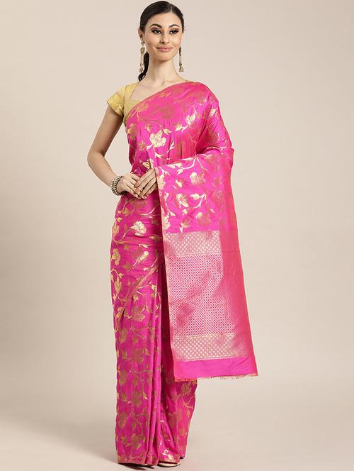 pink silk blend saree - 17852942 - Very Small Image - 1