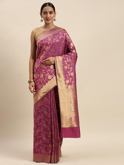 pink silk blend saree - 17852979 - Very Small Image - 1