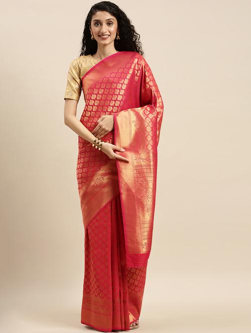 pink silk blend saree - 17852994 - Very Small Image - 1