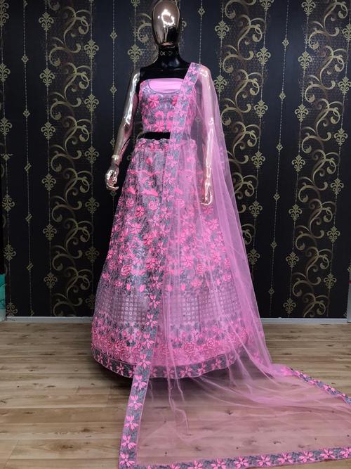 havey net with embarodarity work lehengha  - 17855408 - Very Small Image - 1