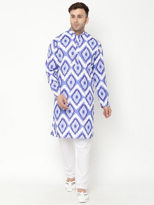 blue printed kurta pyjama set - 17855801 - Very Small Image - 1