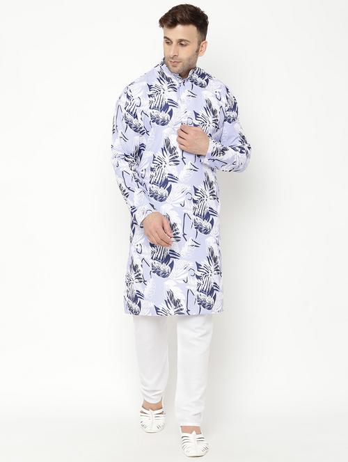 light blue floral print kurta pyjama set - 17855811 - Very Small Image - 1