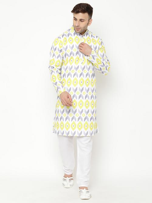 yellow printed kurta pyjama set - 17855813 - Very Small Image - 1