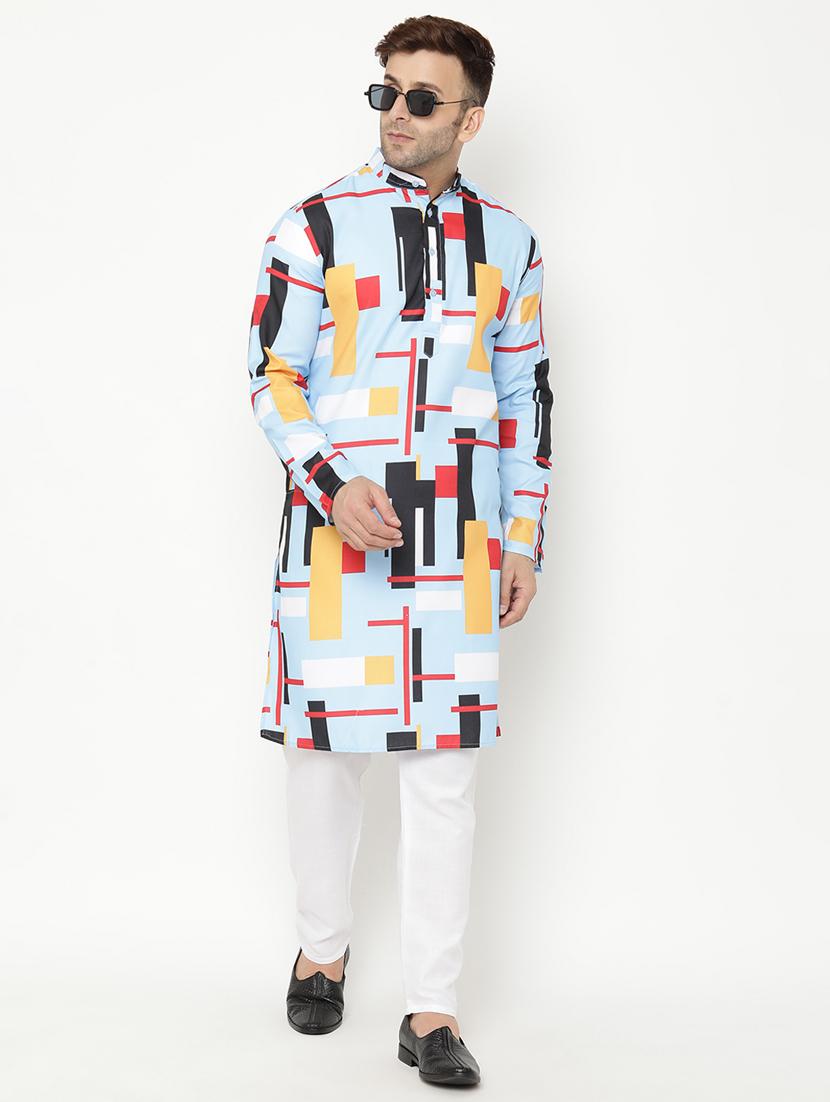 blue printed kurta pyjama set - 17855823 - Standard Image - 4