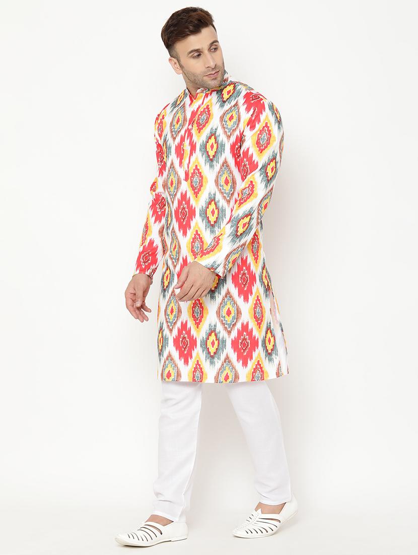 white printed kurta pyjama set - 17855845 - Zoom Image - 2