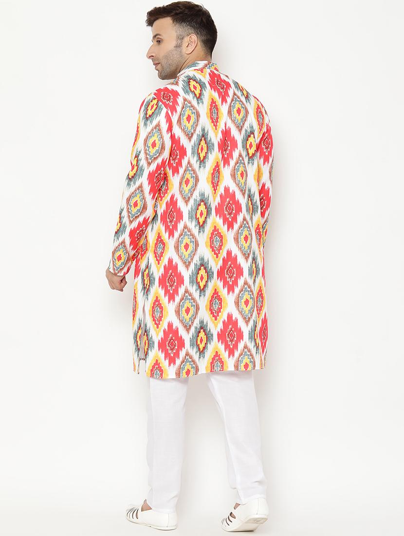 white printed kurta pyjama set - 17855845 - Standard Image - 3