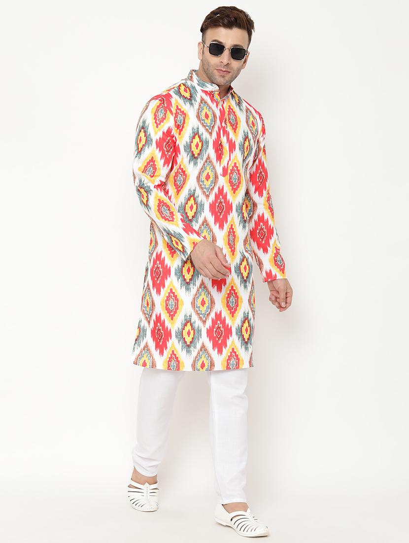 white printed kurta pyjama set - 17855845 - Zoom Image - 4