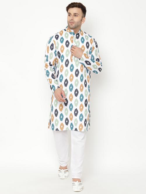 white printed kurta pyjama set - 17855849 - Very Small Image - 1