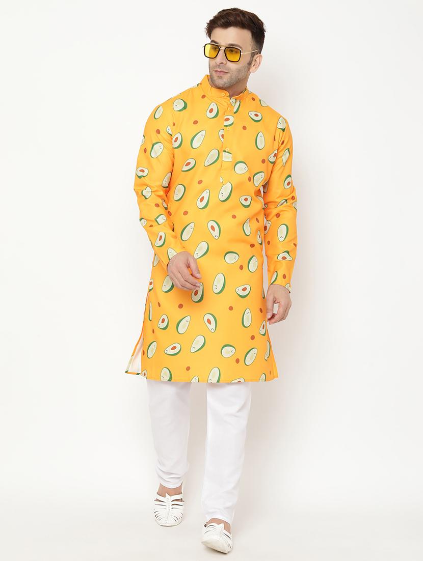 yellow printed kurta pyjama set - 17855853 - Zoom Image - 4