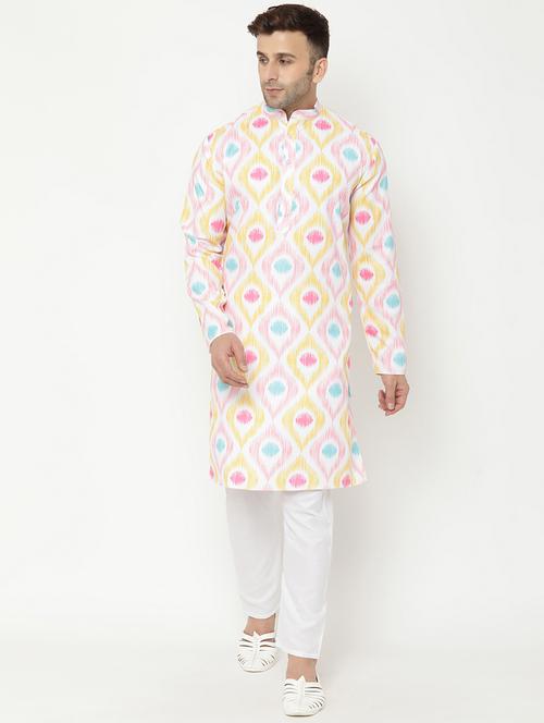 white printed kurta pyjama set - 17855875 - Very Small Image - 1