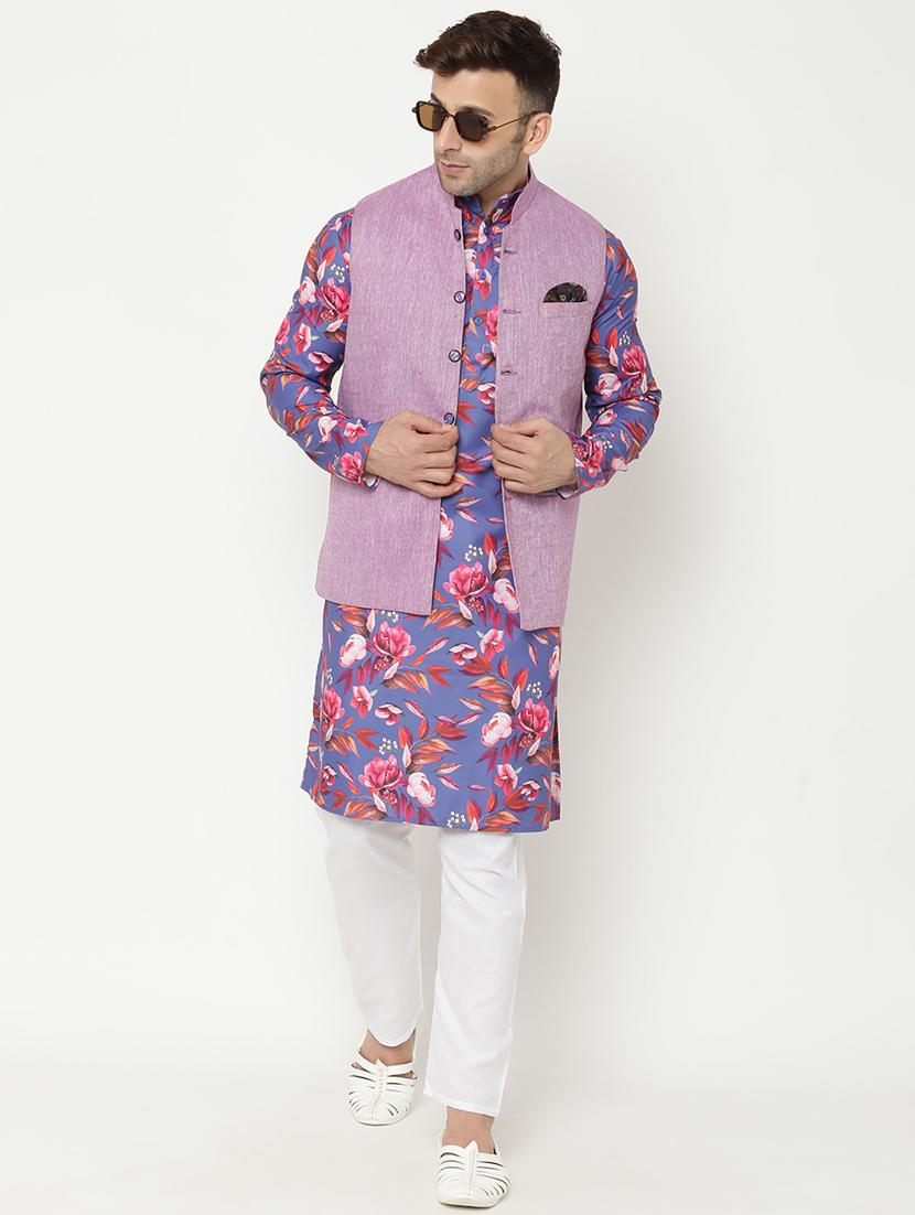 purple floral kurta pyjama set - 17855879 - Standard Image - 4