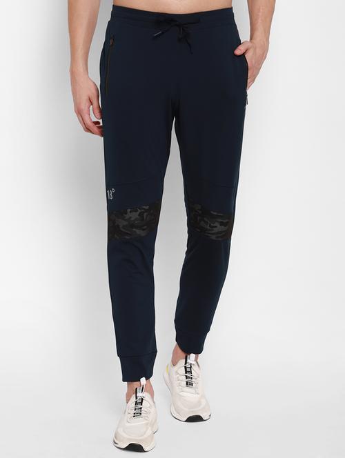 navy blue solid full length track pant - 17856579 - Very Small Image - 1