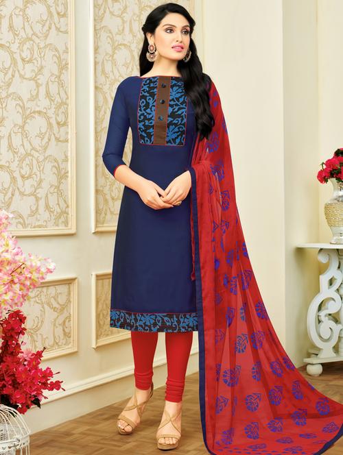 blue churidaar semi-stitched suit - 17856814 - Very Small Image - 1