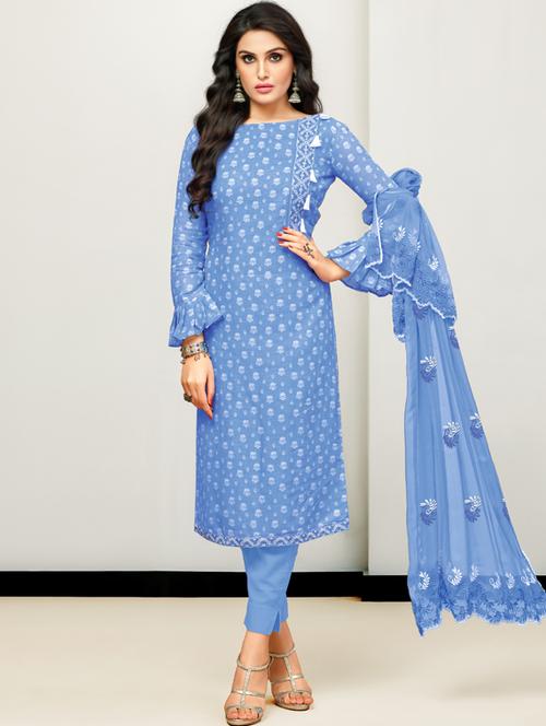 printed semi-stitched suit set  - 17856854 - Very Small Image - 1