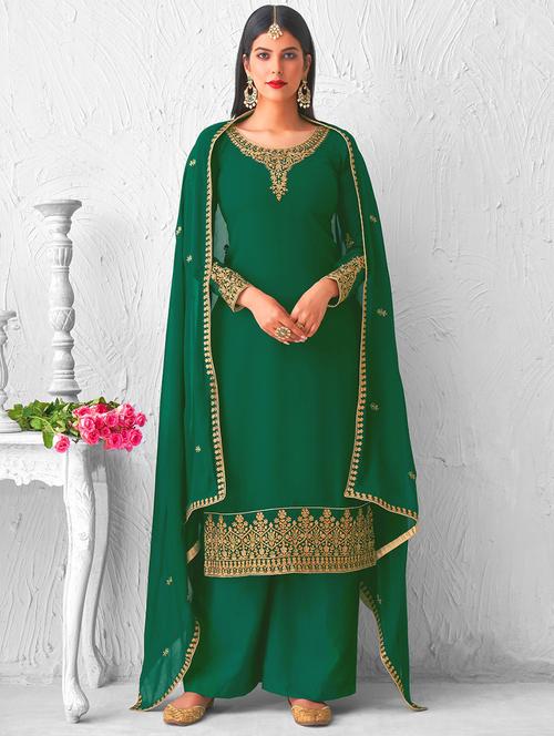 embroidered semi-stitched suit set  - 17857712 - Very Small Image - 1