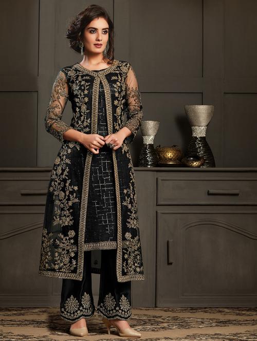 embroidered semi-stitched suit set  - 17857714 - Very Small Image - 1