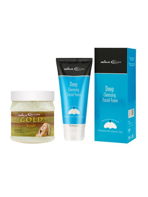 gemblue biocare deep cleansing facial foam,150ml and gold scrub,500ml - 17857796 - Very Small Image - 1