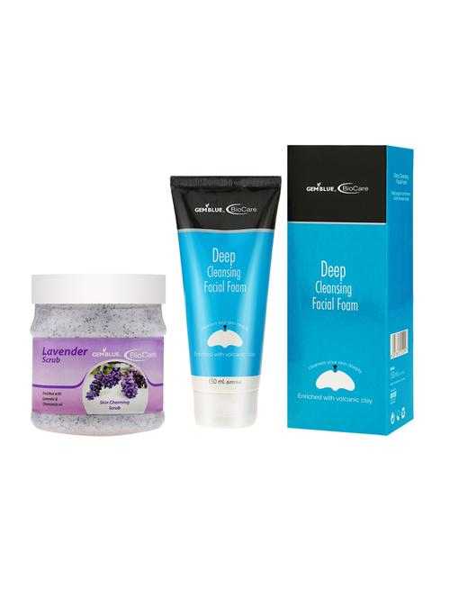 gemblue biocare deep cleansing facial foam,150ml and lavendar scrub,500ml - 17857799 - Very Small Image - 1