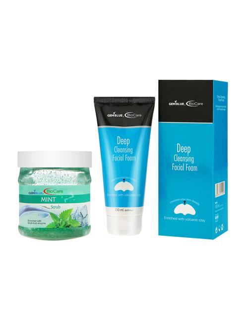 gemblue biocare deep cleansing facial foam,150ml and mint scrub,500ml - 17857800 - Very Small Image - 1