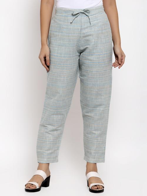 blue cotton straight tapered pant - 17858041 - Very Small Image - 1