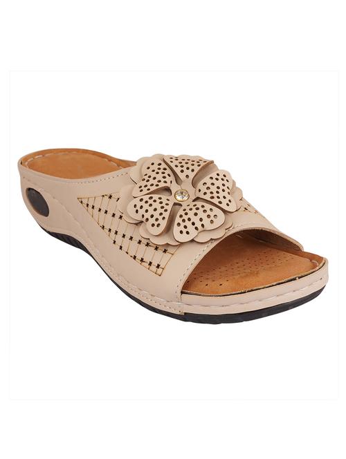 beige pu slip on sandals - 17858302 - Very Small Image - 1